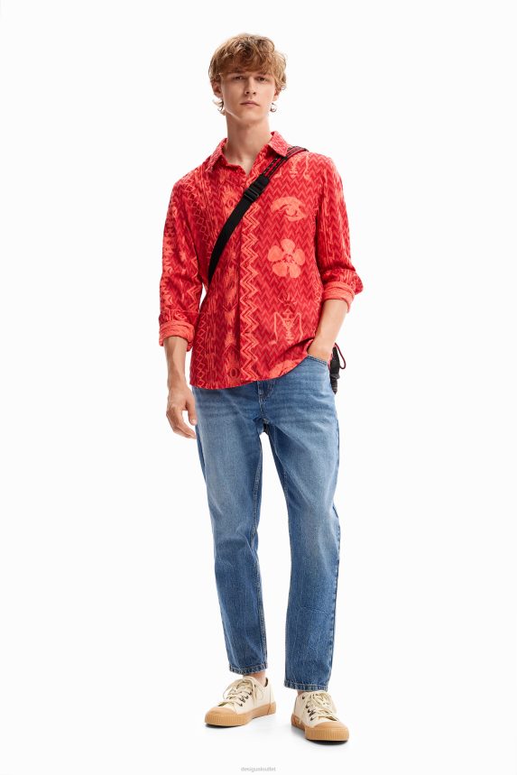 Men DesigualGeometric textured shirt Clothing 68X2401589