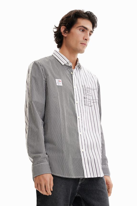 Men DesigualHalf-and-half striped shirt Clothing 68X2401651