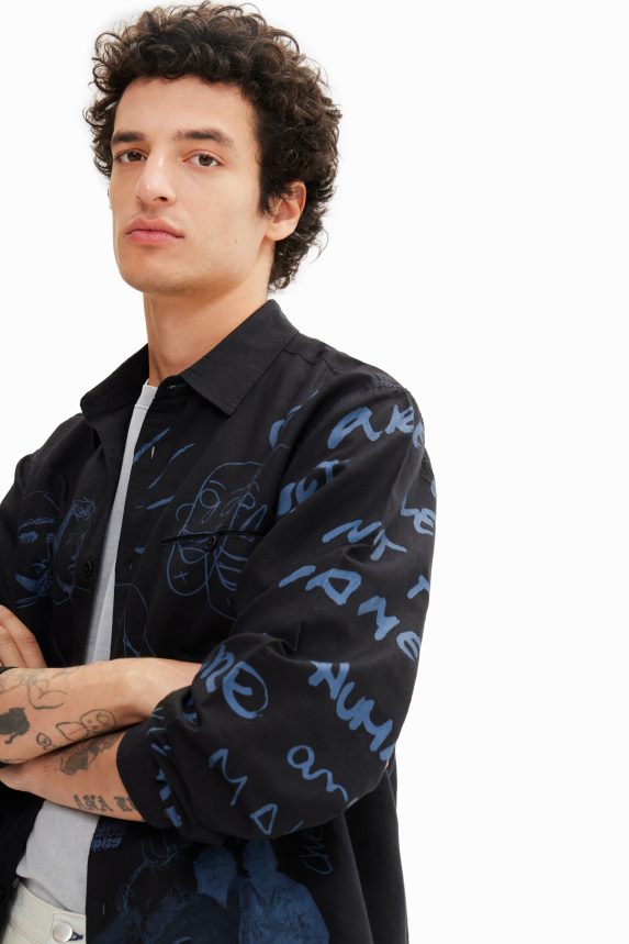 Men DesigualLinen illustration shirt Clothing 68X2401579