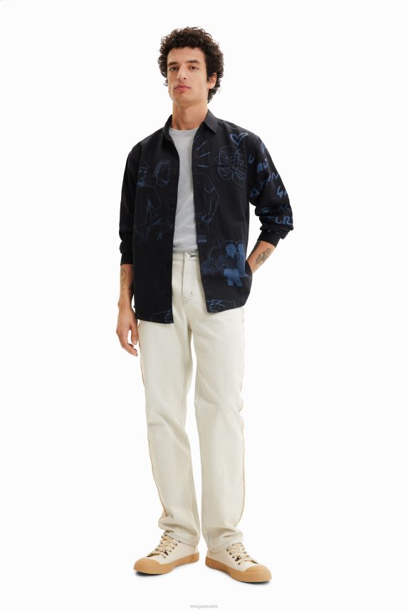 Men DesigualLinen illustration shirt Clothing 68X2401579