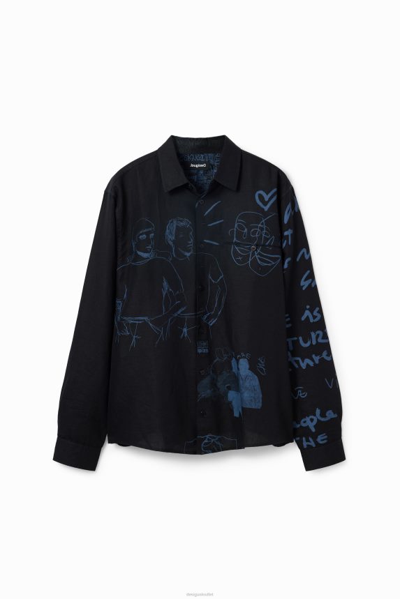 Men DesigualLinen illustration shirt Clothing 68X2401579