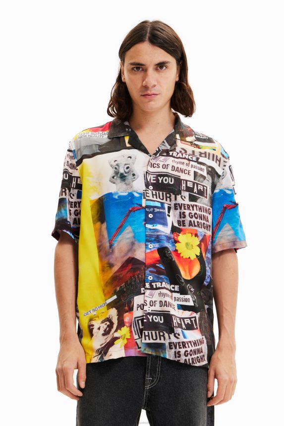 Men DesigualNewspaper resort shirt Clothing 68X2401553