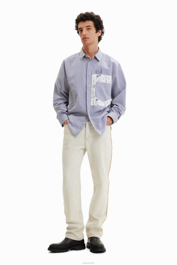 Men DesigualPatchwork striped shirt Clothing 68X2401578