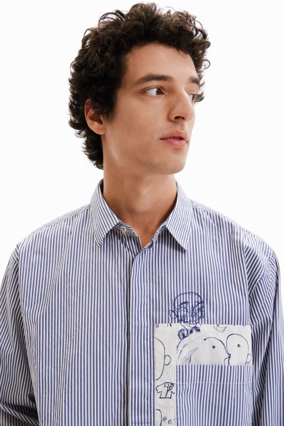 Men DesigualPatchwork striped shirt Clothing 68X2401578