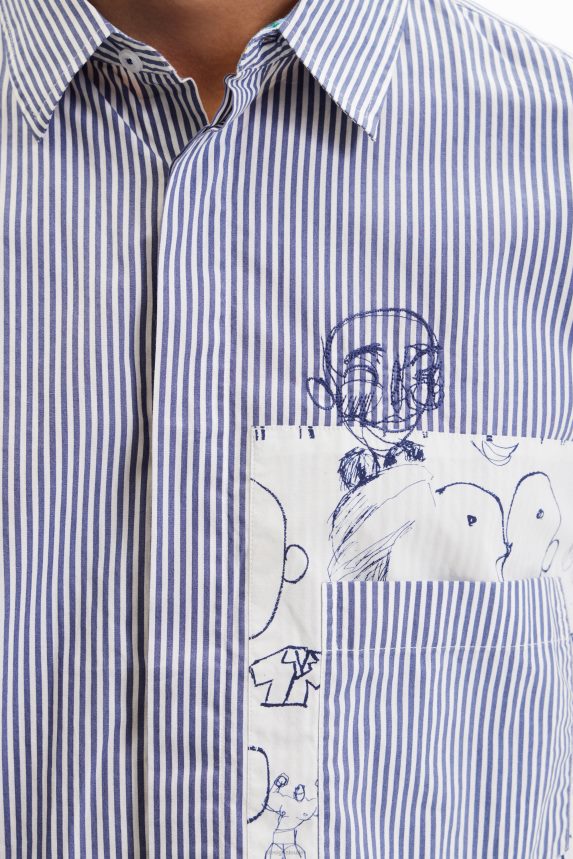 Men DesigualPatchwork striped shirt Clothing 68X2401578