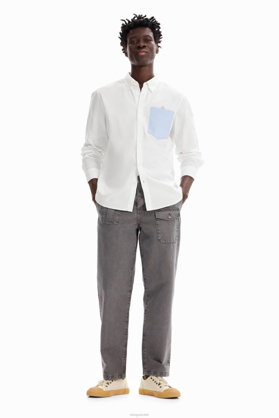 Men DesigualPlain pocket shirt Clothing 68X2401643