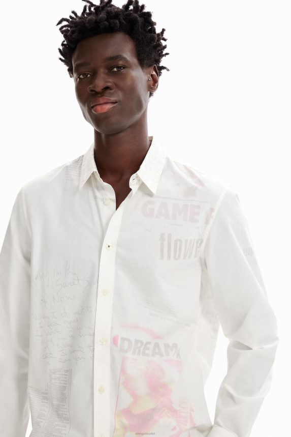 Men DesigualPoplin newspaper shirt Clothing 68X2401659