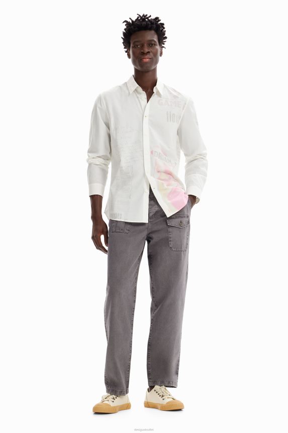 Men DesigualPoplin newspaper shirt Clothing 68X2401659