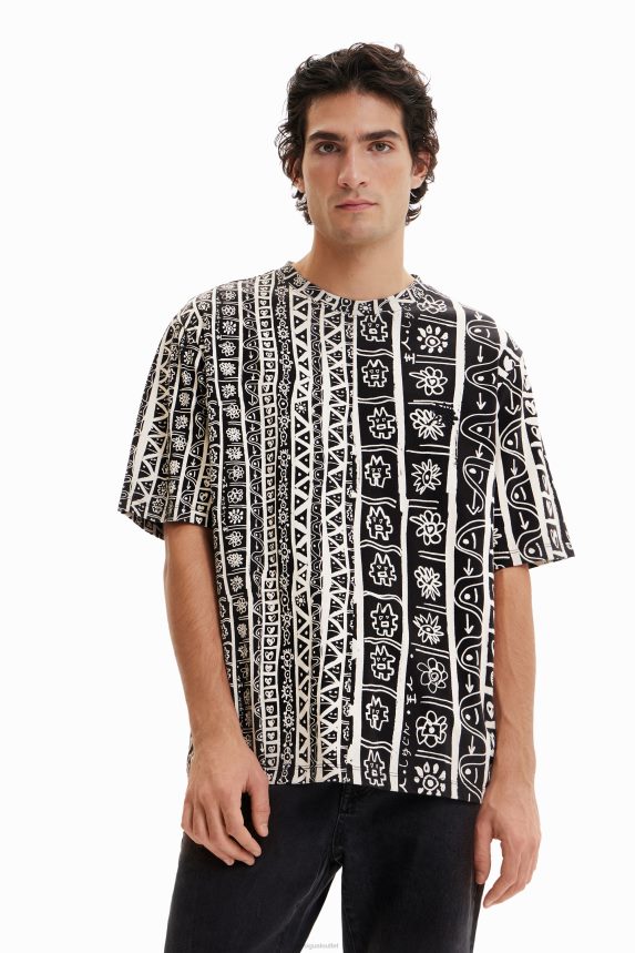 Men DesigualArty border T-shirt Clothing 68X2401691