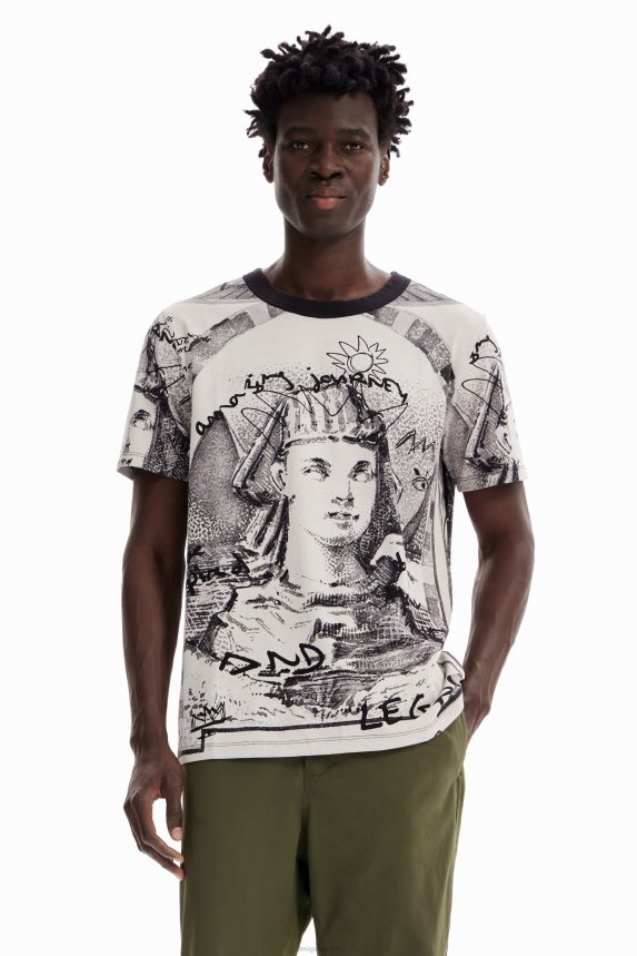 Men DesigualContrast sphinx T-shirt Clothing 68X2401598