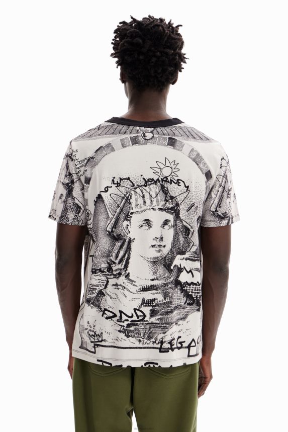 Men DesigualContrast sphinx T-shirt Clothing 68X2401598
