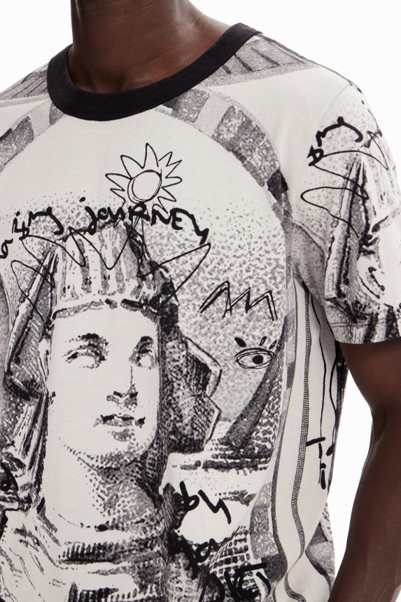 Men DesigualContrast sphinx T-shirt Clothing 68X2401598