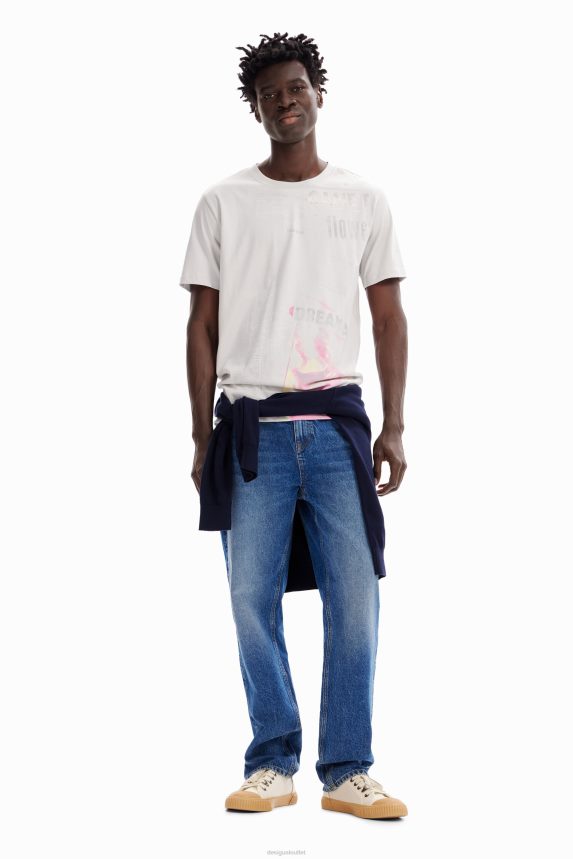 Men DesigualCotton newspaper T-shirt Clothing 68X2401630