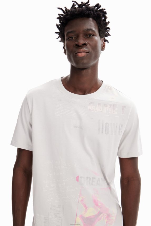 Men DesigualCotton newspaper T-shirt Clothing 68X2401630