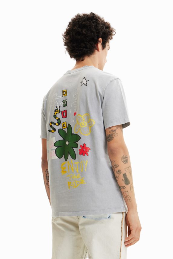 Men DesigualEmbroidered heart T-shirt Clothing 68X2401567