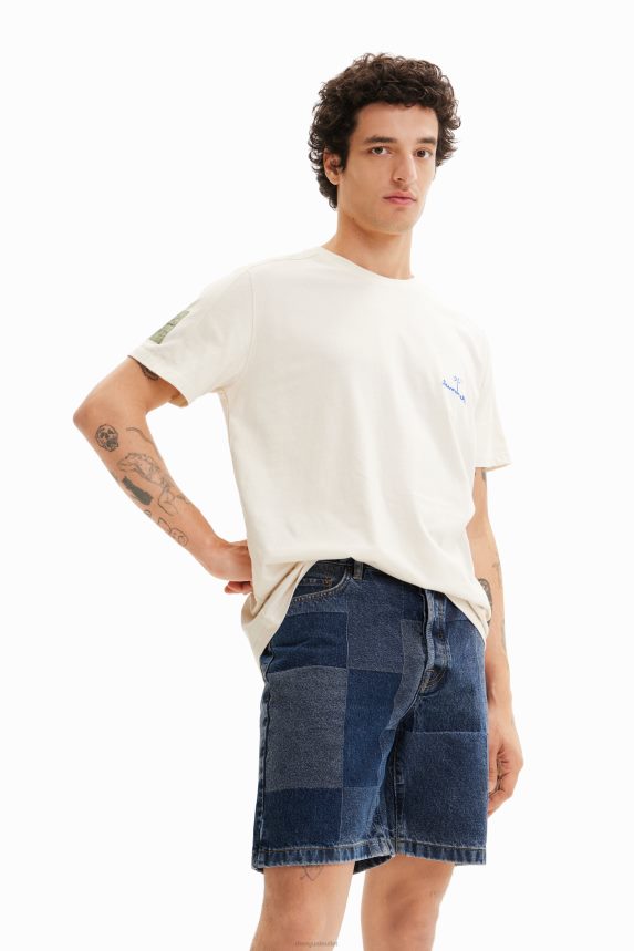 Men DesigualEmbroidered plain T-shirt Clothing 68X2401646