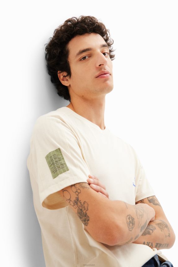 Men DesigualEmbroidered plain T-shirt Clothing 68X2401646