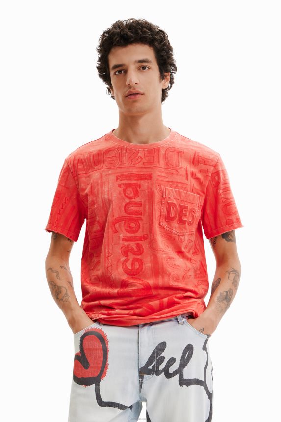 Men DesigualLogo T-shirt in washed fabric Clothing 68X2401560