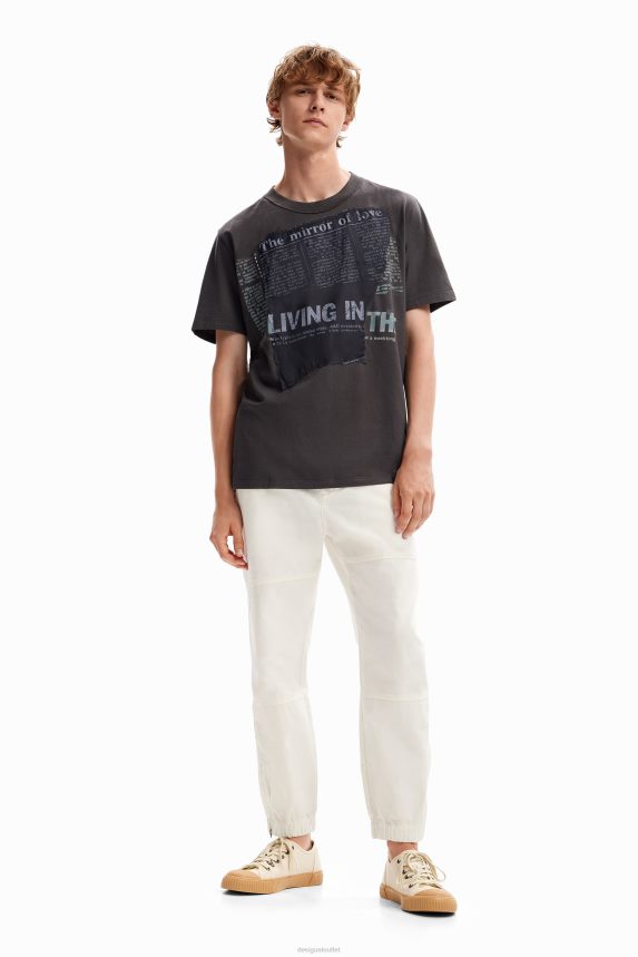 Men DesigualNewspaper patch T-shirt Clothing 68X2401664