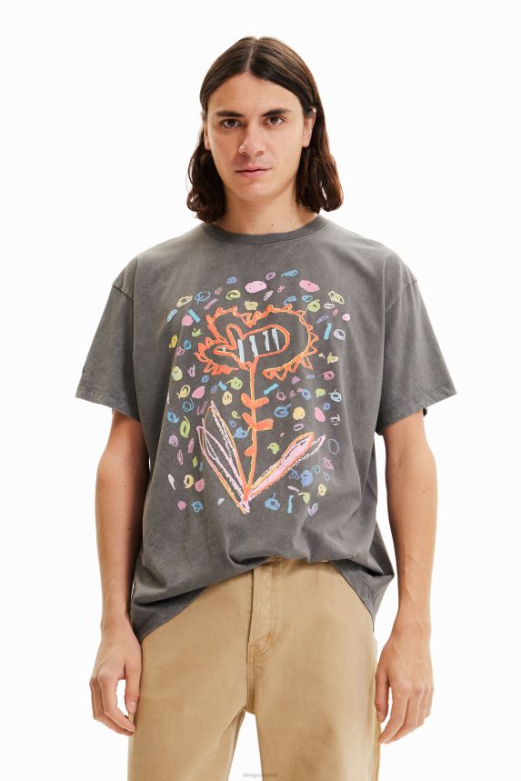 Men DesigualOversize flower T-shirt Clothing 68X2401656