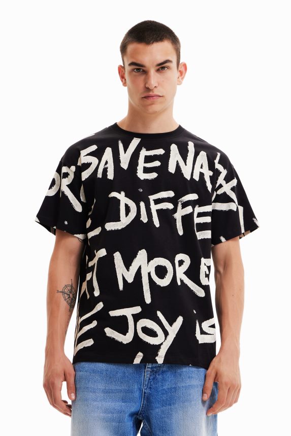 Men DesigualOversize words T-shirt Clothing 68X2401676