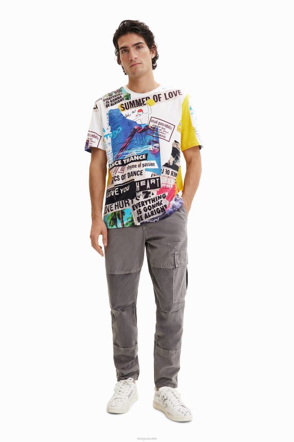 Men DesigualShort-sleeve newspaper T-shirt Clothing 68X2401517