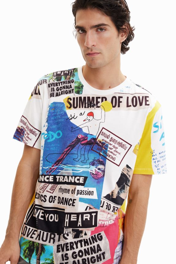 Men DesigualShort-sleeve newspaper T-shirt Clothing 68X2401517