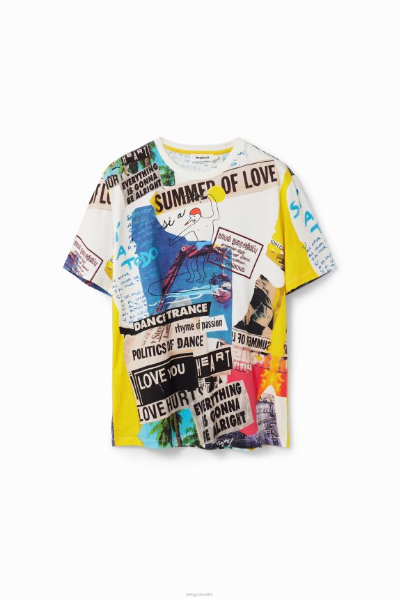 Men DesigualShort-sleeve newspaper T-shirt Clothing 68X2401517