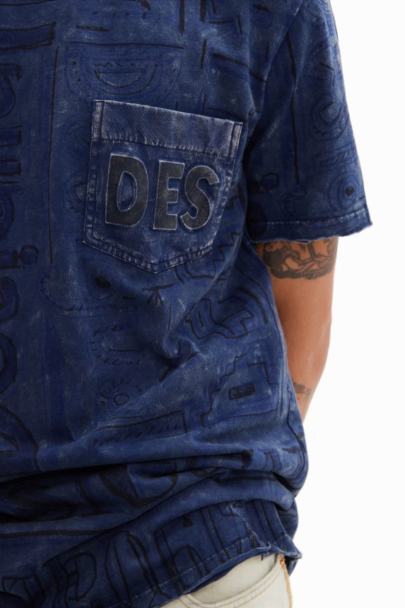 Men DesigualWashed-fabric logo T-shirt Clothing 68X2401574