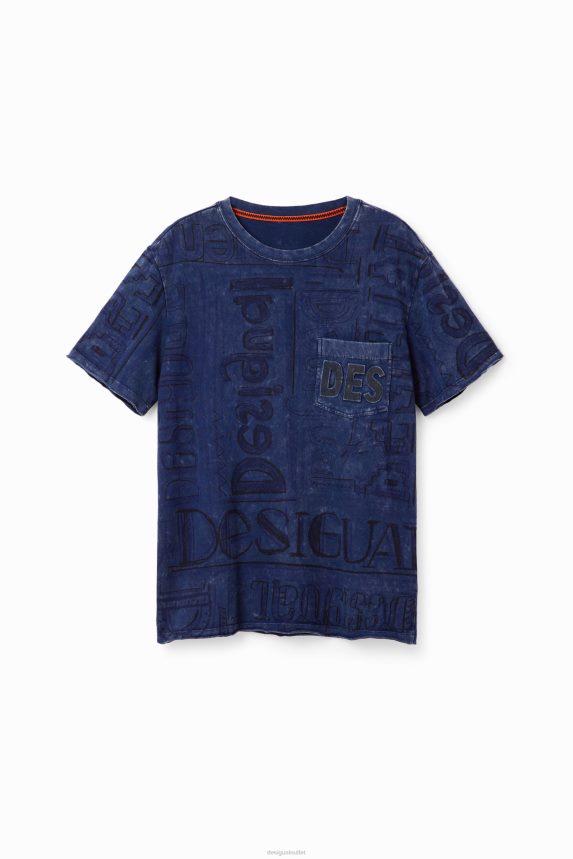 Men DesigualWashed-fabric logo T-shirt Clothing 68X2401574