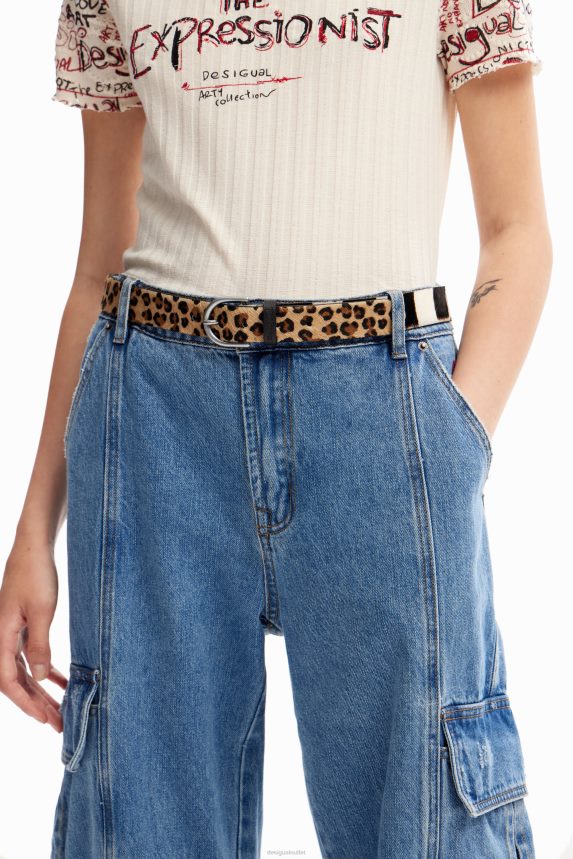 Women DesigualFur leather belt Accessory 68X2401455