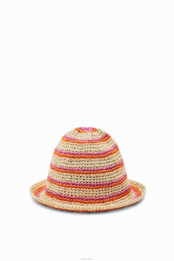Women DesigualStriped raffia bucket hat Accessory 68X240569