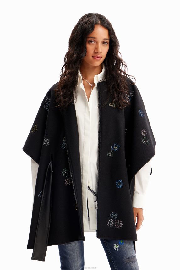 Women DesigualEmbroidered belted poncho Accessory 68X2401417