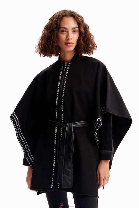 Women DesigualEmbroidered belted poncho Accessory 68X2401423