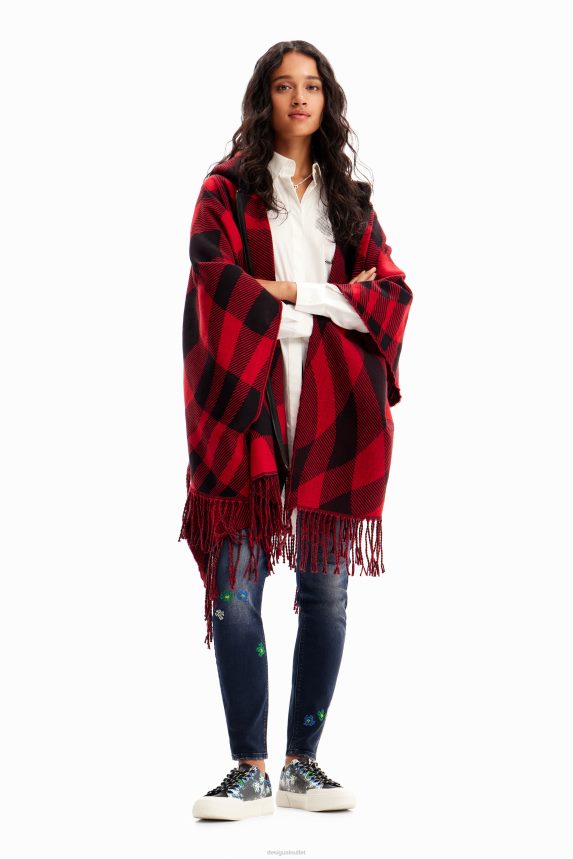 Women DesigualPlaid hooded poncho Accessory 68X2401448