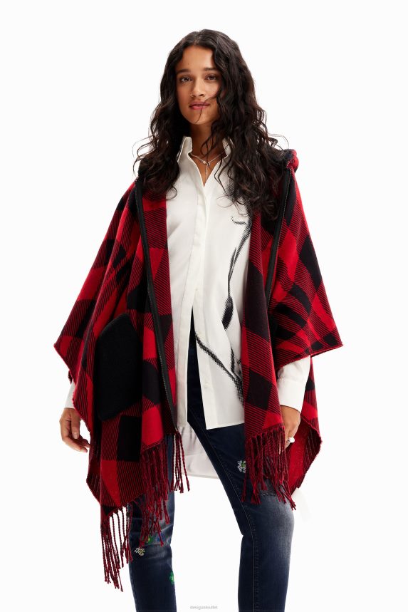 Women DesigualPlaid hooded poncho Accessory 68X2401448