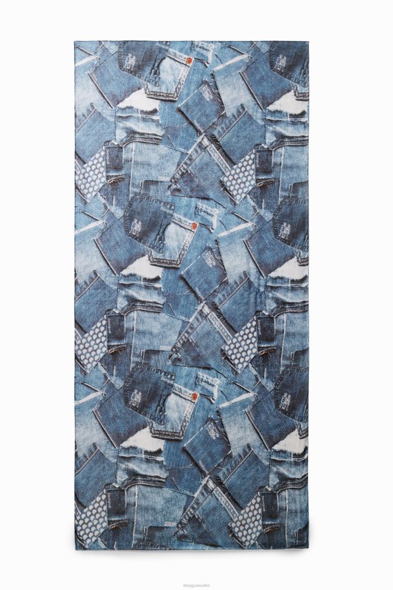 Women DesigualDenim patchwork rectangular foulard Accessory 68X240230