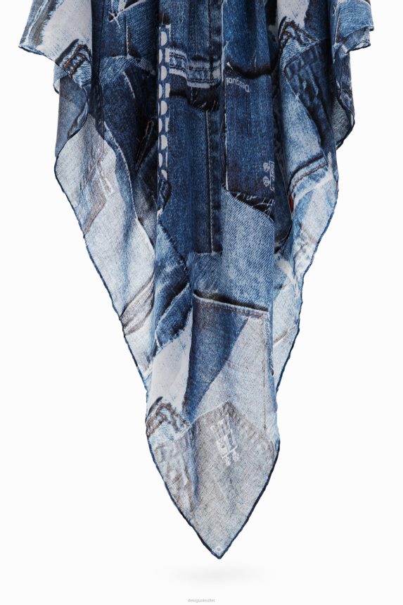 Women DesigualDenim patchwork rectangular foulard Accessory 68X240230
