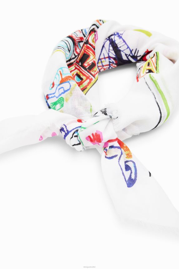 Women DesigualIllustration square scarf Accessory 68X240547