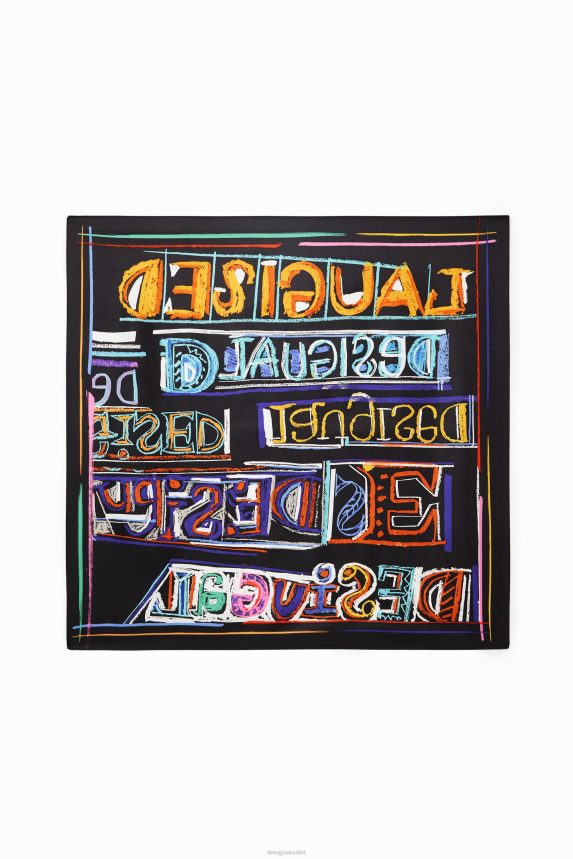 Women DesigualIllustration square scarf Accessory 68X240658