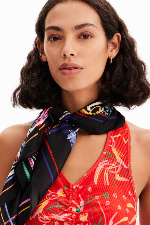 Women DesigualIllustration square scarf Accessory 68X240658