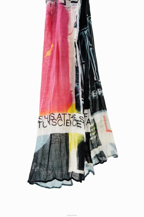 Women DesigualRectangular crinkled newspaper foulard Accessory 68X240338