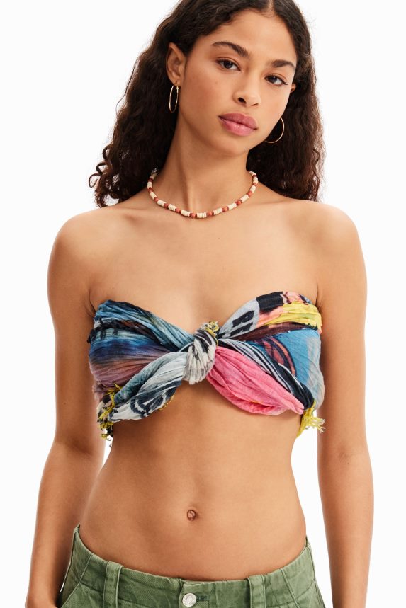 Women DesigualRectangular crinkled newspaper foulard Accessory 68X240338