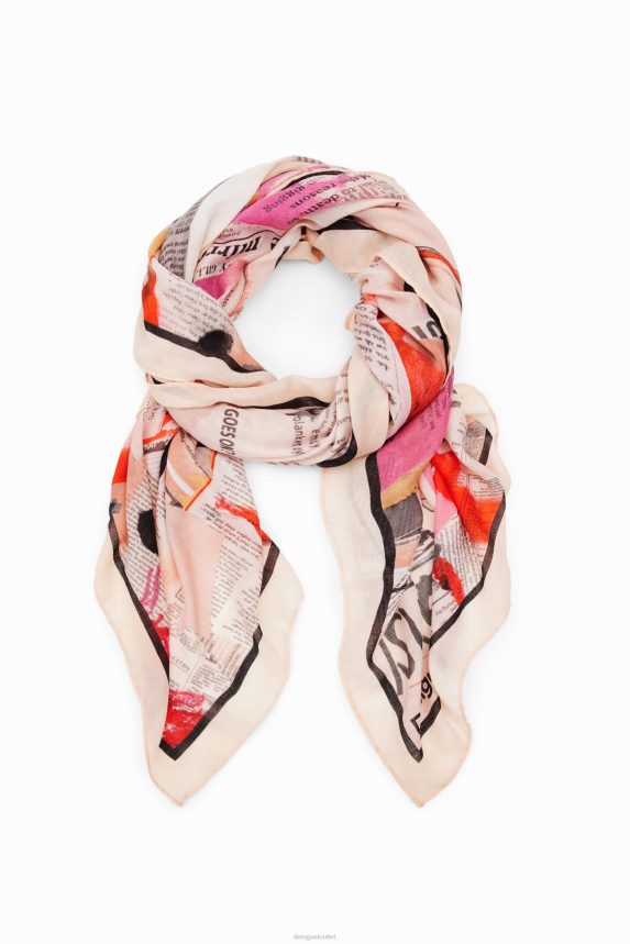 Women DesigualRectangular newspaper foulard Accessory 68X2401412