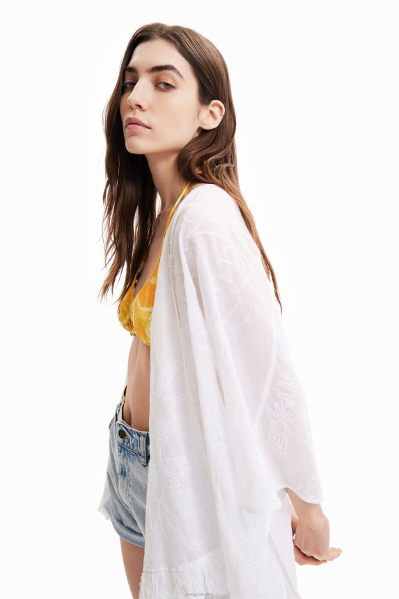 Women DesigualShort embroidered kaftan Accessory 68X240452