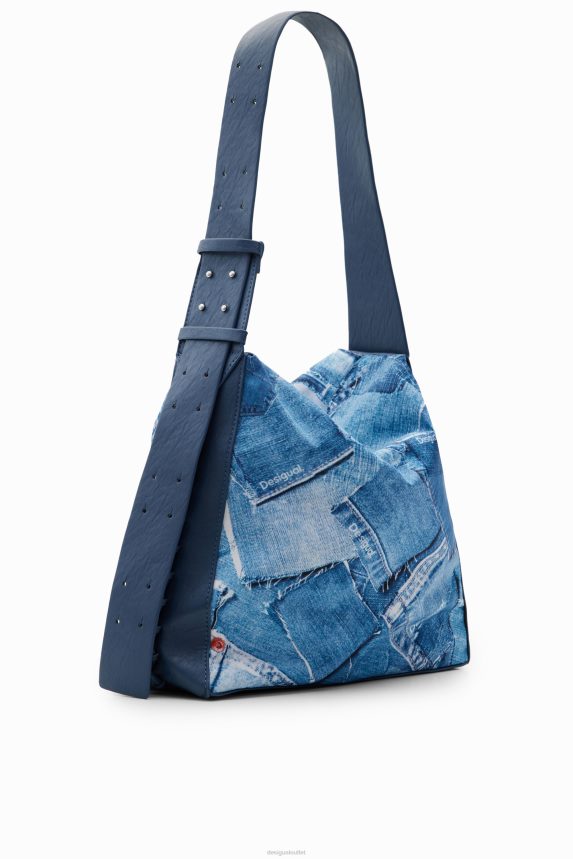 Women DesigualLarge denim patchwork bag Accessory 68X240253