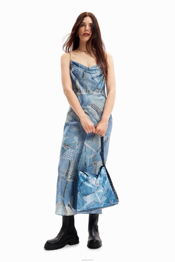 Women DesigualLarge denim patchwork bag Accessory 68X240253