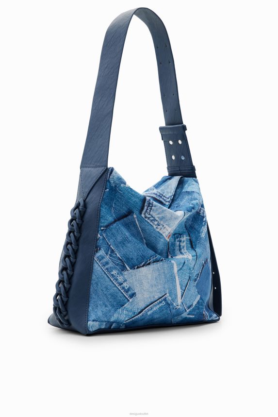 Women DesigualLarge denim patchwork bag Accessory 68X240253