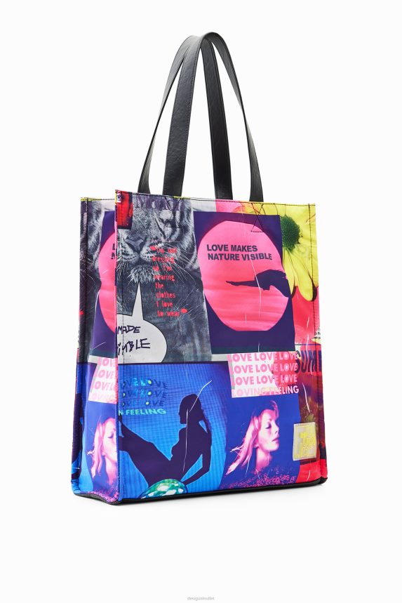 Women DesigualLarge collage tote bag Accessory 68X240805