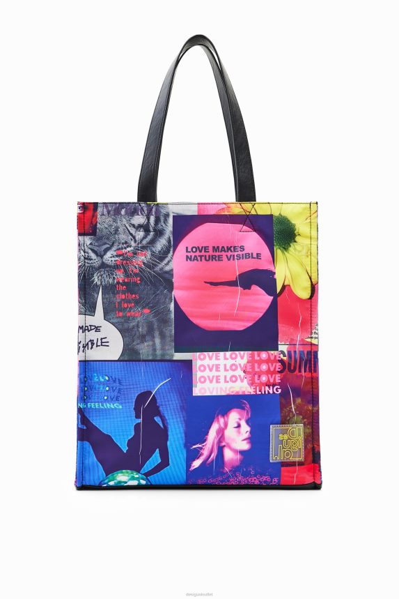 Women DesigualLarge collage tote bag Accessory 68X240805